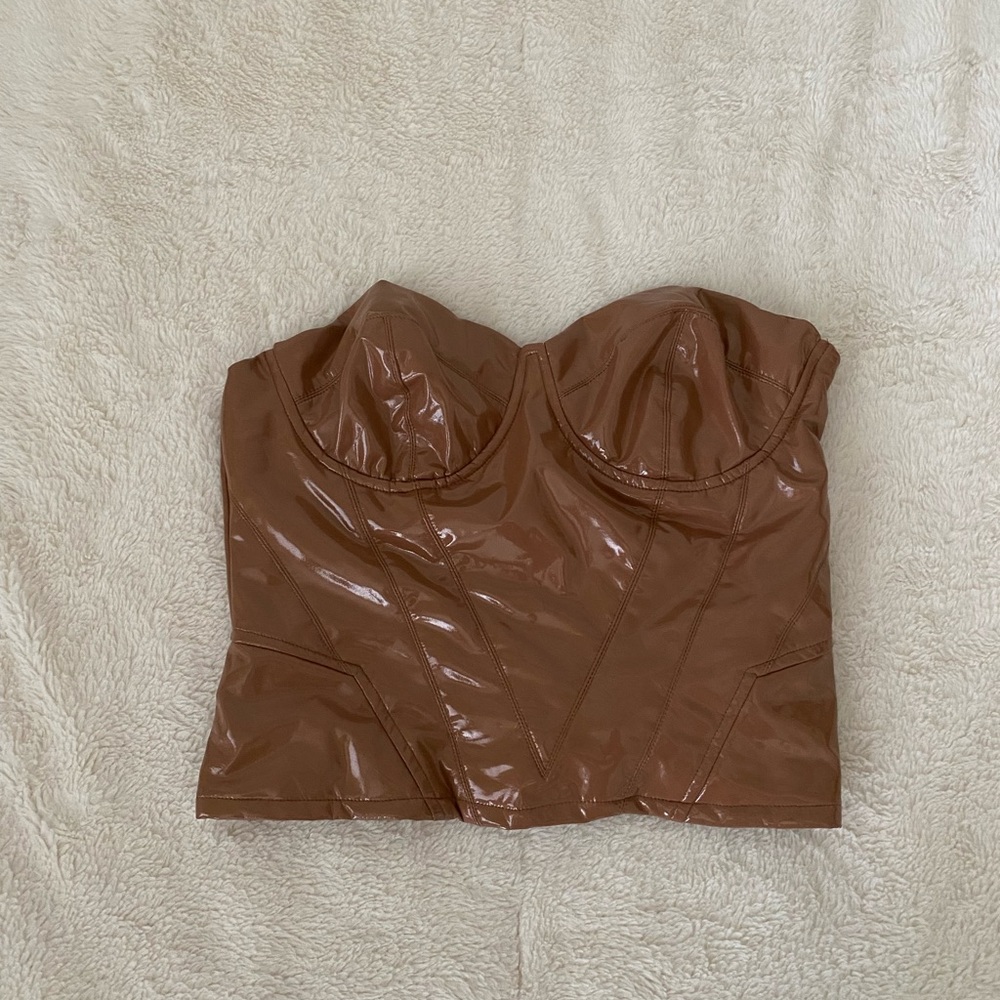 Brown latex corset top